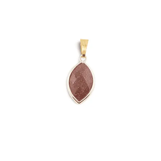 Pandantiv Goldstone oval ascutit cu montura aurie, 22mm