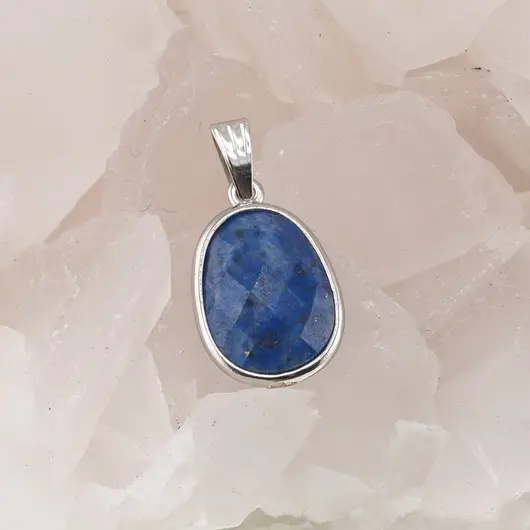 Pandantiv Lapis Lazuli oval cu montura argintie, 20mm, imagine 2