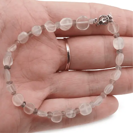 Bratara cristale naturale Piatra lunii banuti 6mm si discuri fatetate 3mm, imagine 3