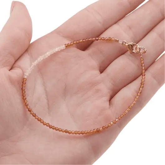 Bratara Granat Hessonit sfere fatetate si Piatra lunii discuri fatetate 2mm, model 1, imagine 3