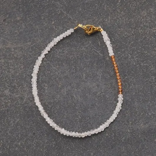 Bratara Granat Hessonit sfere fatetate si Piatra lunii discuri fatetate 2mm, model 2, imagine 2