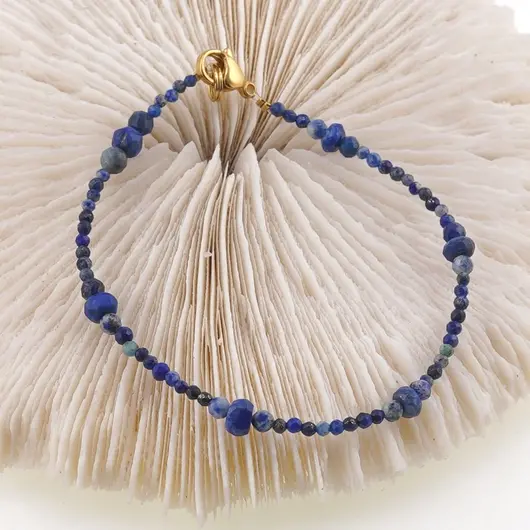 Bratara Lapis Lazuli sfere fatetate 2-4mm si discuri fatetate 5-6mm, imagine 2
