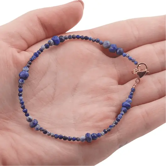 Bratara Lapis Lazuli sfere fatetate 2-4mm si discuri fatetate 5-6mm, imagine 3