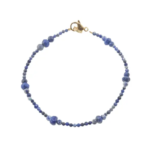 Bratara Lapis Lazuli sfere fatetate 2-4mm si discuri fatetate 5-6mm