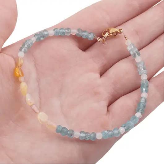 Bratara Opal de foc neregulat, Apatit discuri fatetate 4mm si Cuart sfere fatetate 3mm, imagine 3