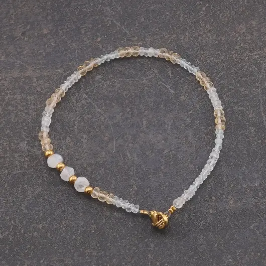 Bratara Piatra lunii, Citrin si Acvamarin discuri fatetate 2-4mm, imagine 2
