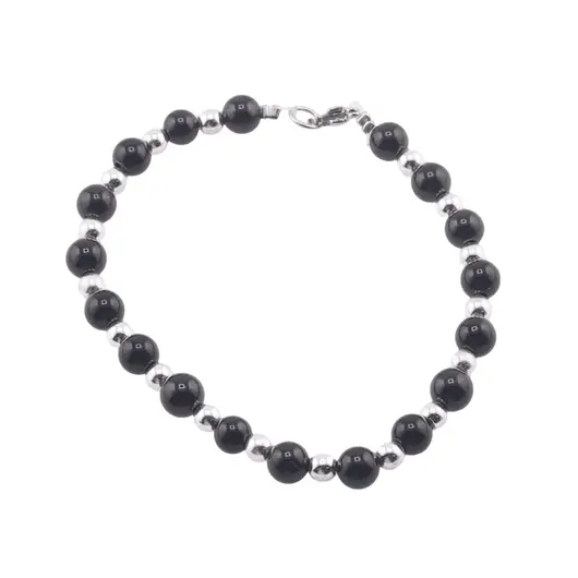 Bratara Turmalina neagra sfere 6mm si Hematit sfere 4mm