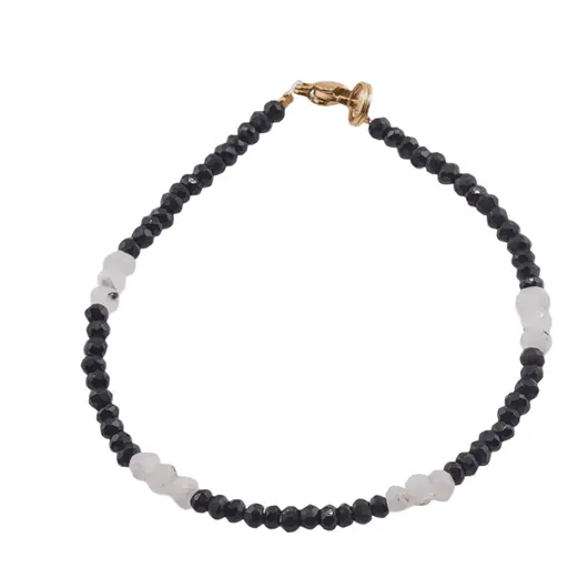 Bratara Turmalina neagra si Piatra Lunii discuri fatetate, 3-4mm