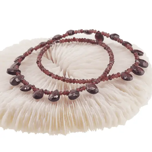Colier Granat briolete si discuri fatetate, 3-10mm, imagine 2