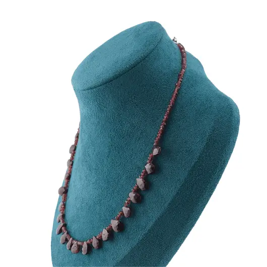 Colier Granat briolete si discuri fatetate, 3-10mm, imagine 4