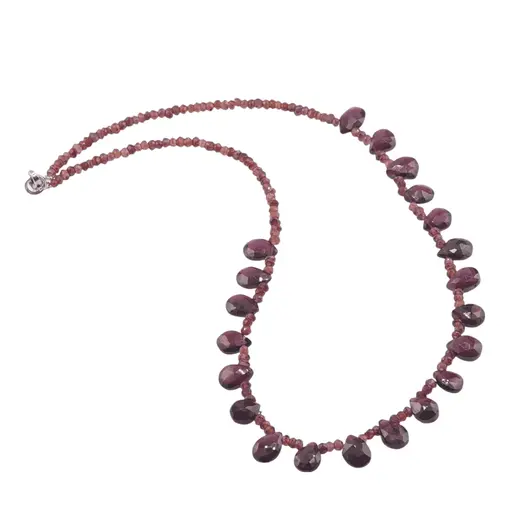Colier Granat briolete si discuri fatetate, 3-10mm