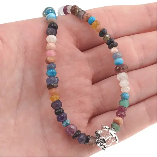 Colier Mix cristale discuri fatetate cu element argintiu, 3-5mm, imagine 5