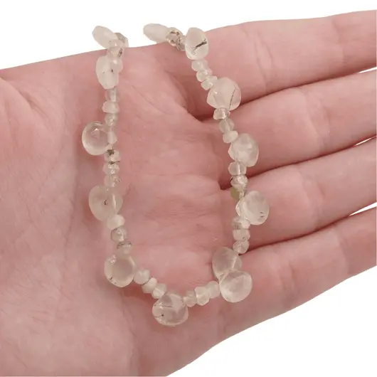 Colier Prehnit briolete si discuri fatetate, 4-8mm, imagine 5