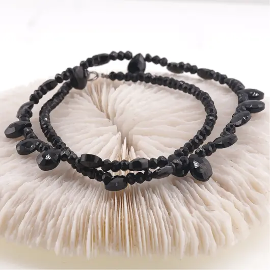 Colier Spinel briolete 8mm si Turmalina neagra discuri fatetate 3mm, imagine 2