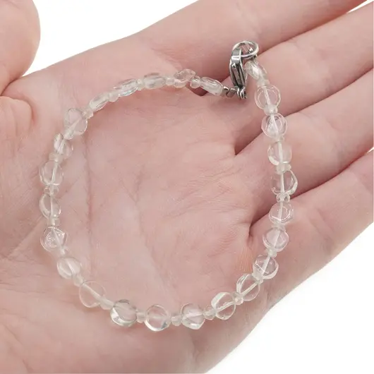 Bratara cristale naturale Cristal de stanca banuti 4mm si discuri fatetate 2mm, imagine 4