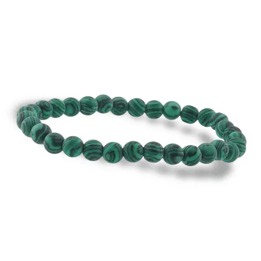 Bratara din Malachit sintetic 6mm, pe elastic, 19cm, sfere mate