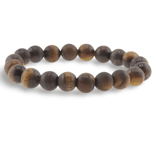Bratara din Ochi de Tigru si Ochi de Taur 10mm, pe elastic, 19cm, sfere mate si lucioase