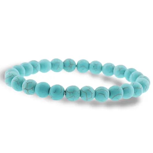Bratara din Turcoaz Albastru 8mm, pe elastic, 19cm, sfere mate