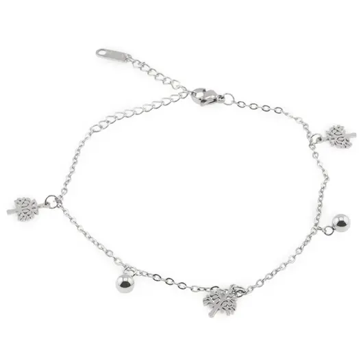 Bratara pentru glezna din inox argintiu cu charm model Pomul Vietii