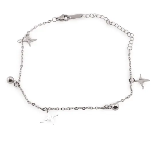 Bratara pentru glezna din inox argintiu cu charm model ritm