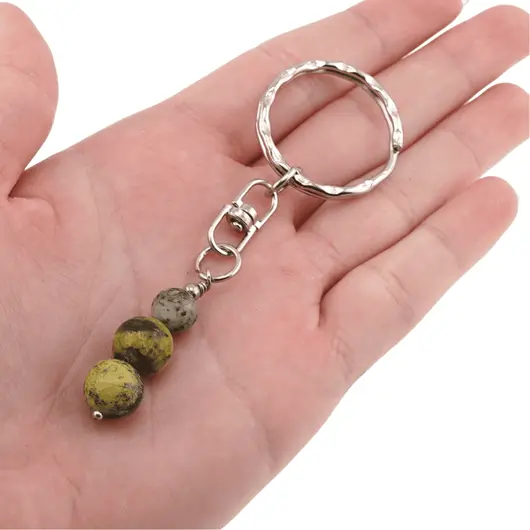Breloc Jad olive trei sfere, 8-10mm, imagine 3