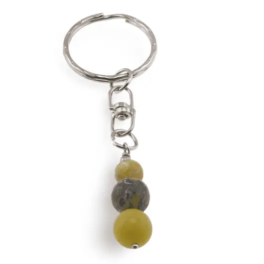 Breloc Jad olive trei sfere, 8-10mm