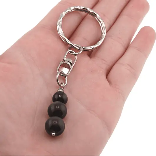 Breloc Obsidian auriu trei sfere, 8-10mm, imagine 3