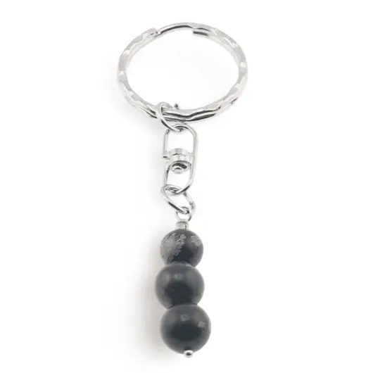 Breloc Obsidian fulg de nea trei sfere, 8-10mm