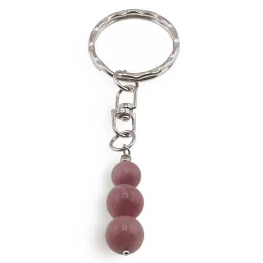 Breloc Rodonit roz trei sfere, 8-10mm