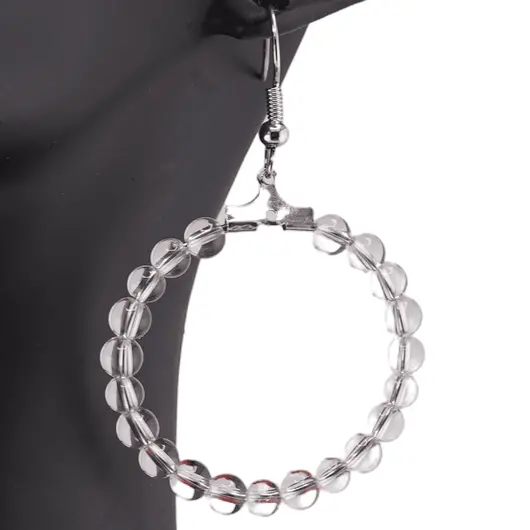Cercei cu agatatoare rotunzi Cristal de stanca sfere, 4mm, imagine 3