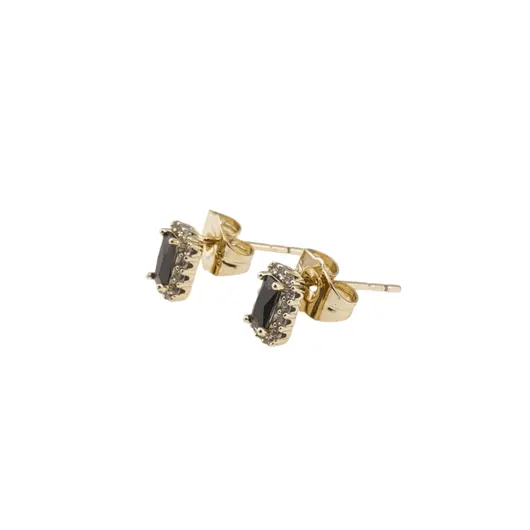 Cercei cu surub din cupru placat cu aur galben 18k negri, 7mm, imagine 2
