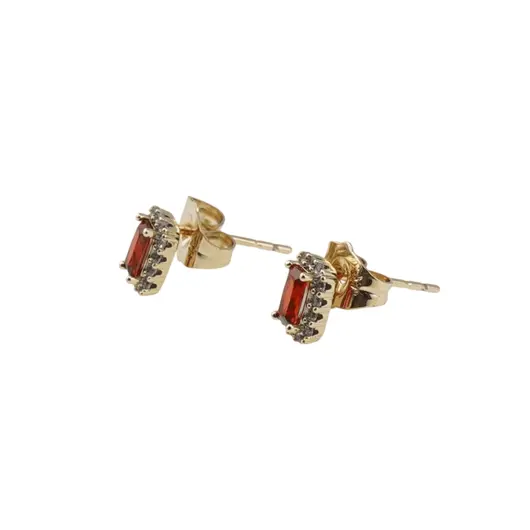 Cercei cu surub din cupru placat cu aur galben 18k rosi, 7mm, imagine 2