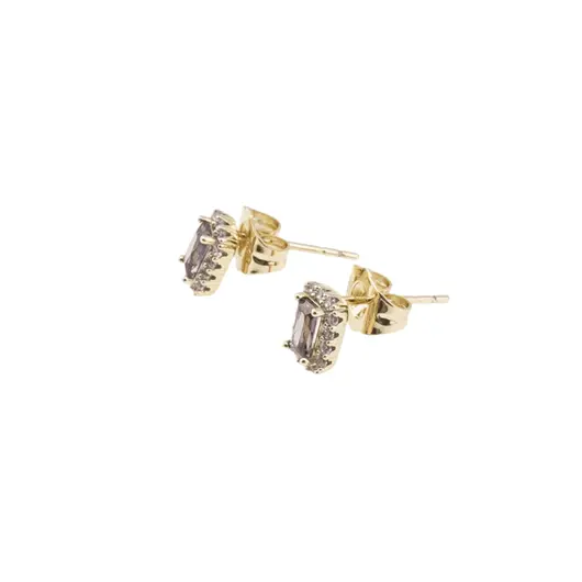 Cercei cu surub din cupru placat cu aur galben 18k violet, 7mm, imagine 2