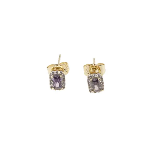 Cercei cu surub din cupru placat cu aur galben 18k violet, 7mm