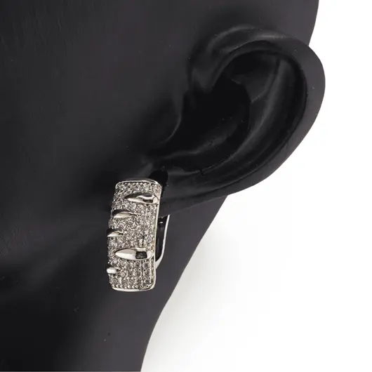 Cercei din cupru placat cu aur galben 18k model baroc cu zirconiu, imagine 3