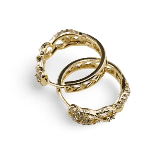 Cercei din cupru placat cu aur galben 18k model infinit cu zirconiu, imagine 2