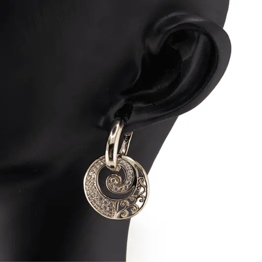 Cercei din cupru placat cu aur galben 18k model mandala cu zirconiu, imagine 3