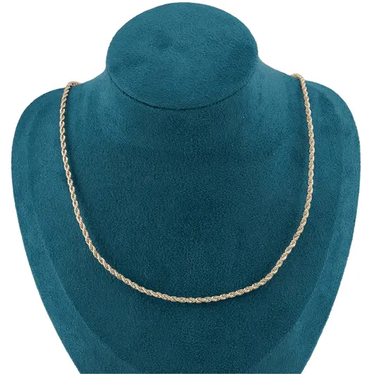 Lant din cupru placat cu aur galben 18k model funie, imagine 2
