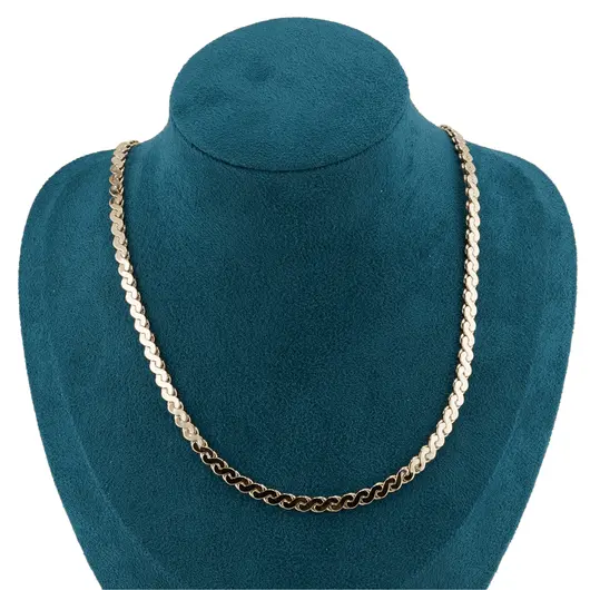 Lant din cupru placat cu aur galben 18k model zale impletite, imagine 2