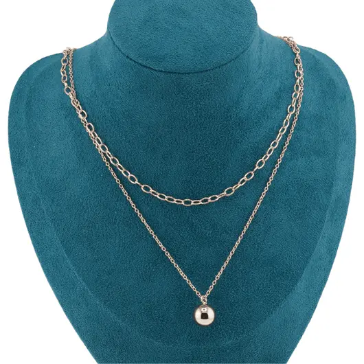 Lant din cupru placat cu aur roz 18k dublu cu sfera, imagine 2