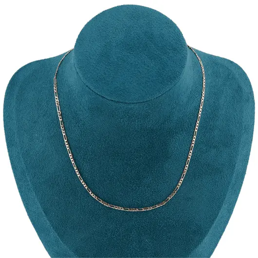 Lant din cupru placat cu aur roz 18k model Figaro plat, 33cm, imagine 2
