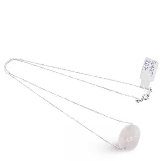 Lantisor de argint 925 reglabil cu pandantiv Cuart roz