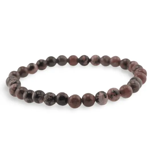 Bratara din Rodonit 6mm, pe elastic, 19cm, sfere