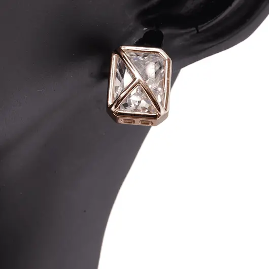 Cercei din cupru placat cu aur roz 18k asimetrici cu zirconiu, 12-51mm, imagine 4