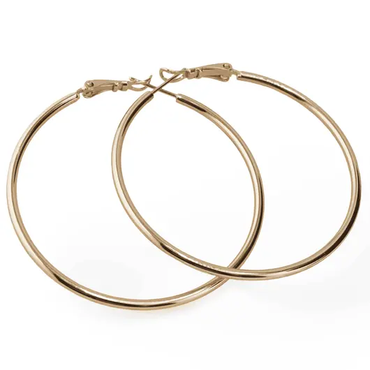 Cercei din cupru placat cu galben roz 18k rotunzi mari, 50mm, imagine 2