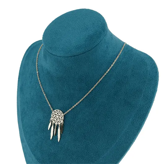 Lant din inox placat cu aur galben 18k, pandantiv dream catcher, imagine 2