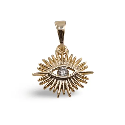 Pandantiv din cupru placat cu aur galben 18k model Ochiul lui Horus, 14mm