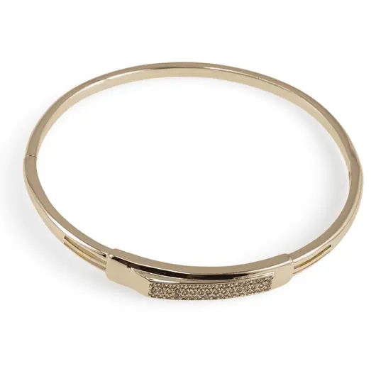 Bratara din cupru placat cu aur galben 18k fixa cu zirconii incrustate central, imagine 2