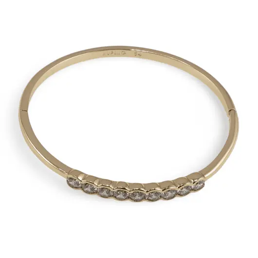 Bratara din cupru placat cu aur galben 18k fixa, model clasic cu zirconii, imagine 2