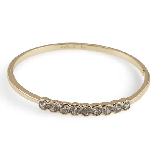 Bratara din cupru placat cu aur galben 18k fixa, model clasic cu zirconii